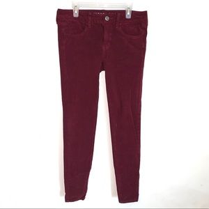 burgundy american eagle jeans